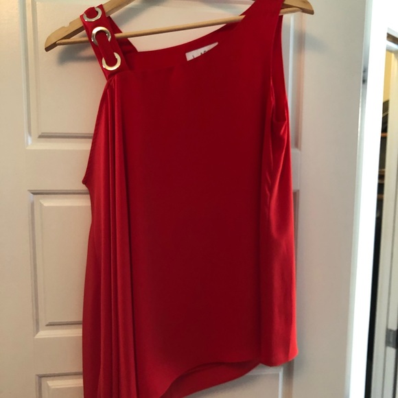 Joseph Ribkoff orange asymetrical top - Picture 2 of 3